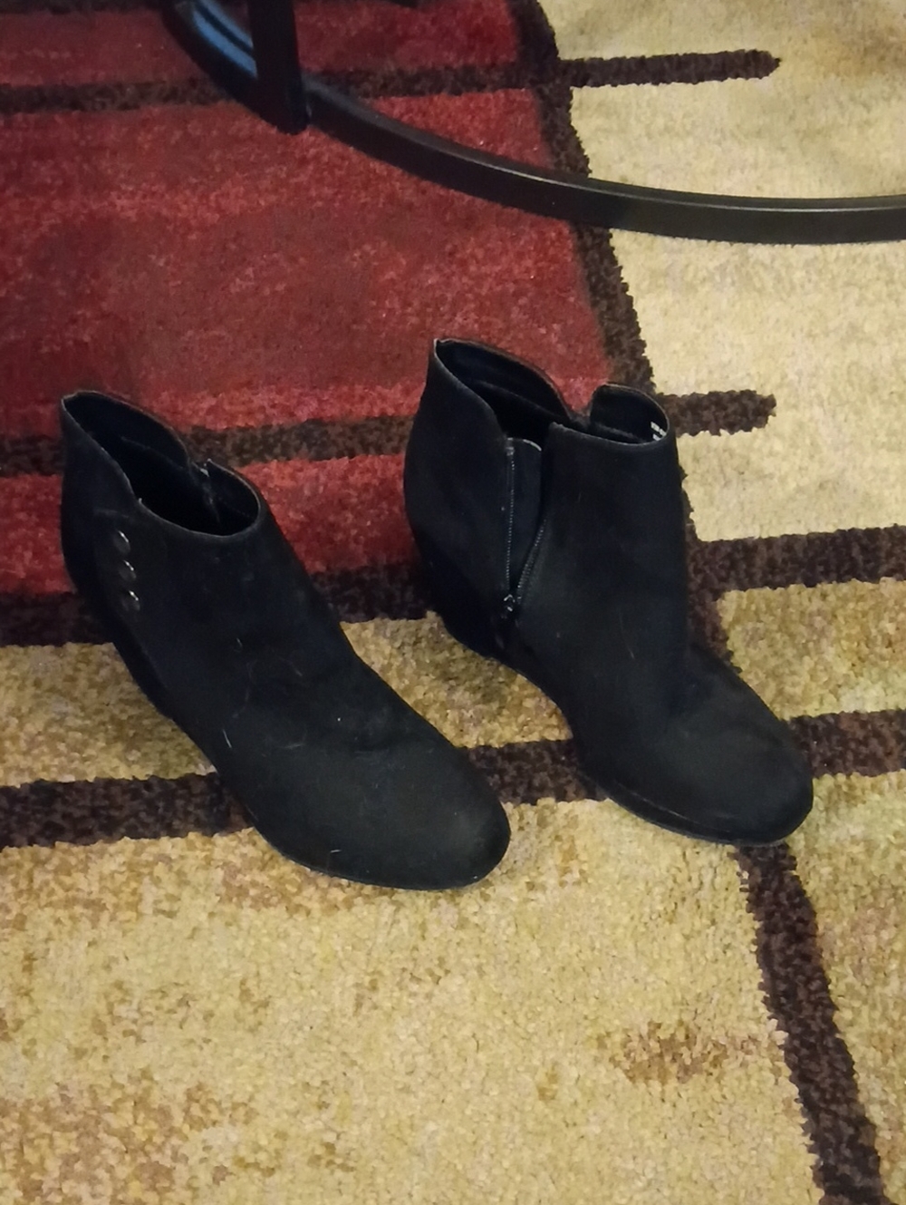 Black Suede Women's Ankle Booties with Side Zip Size 8 (Worn Twice)